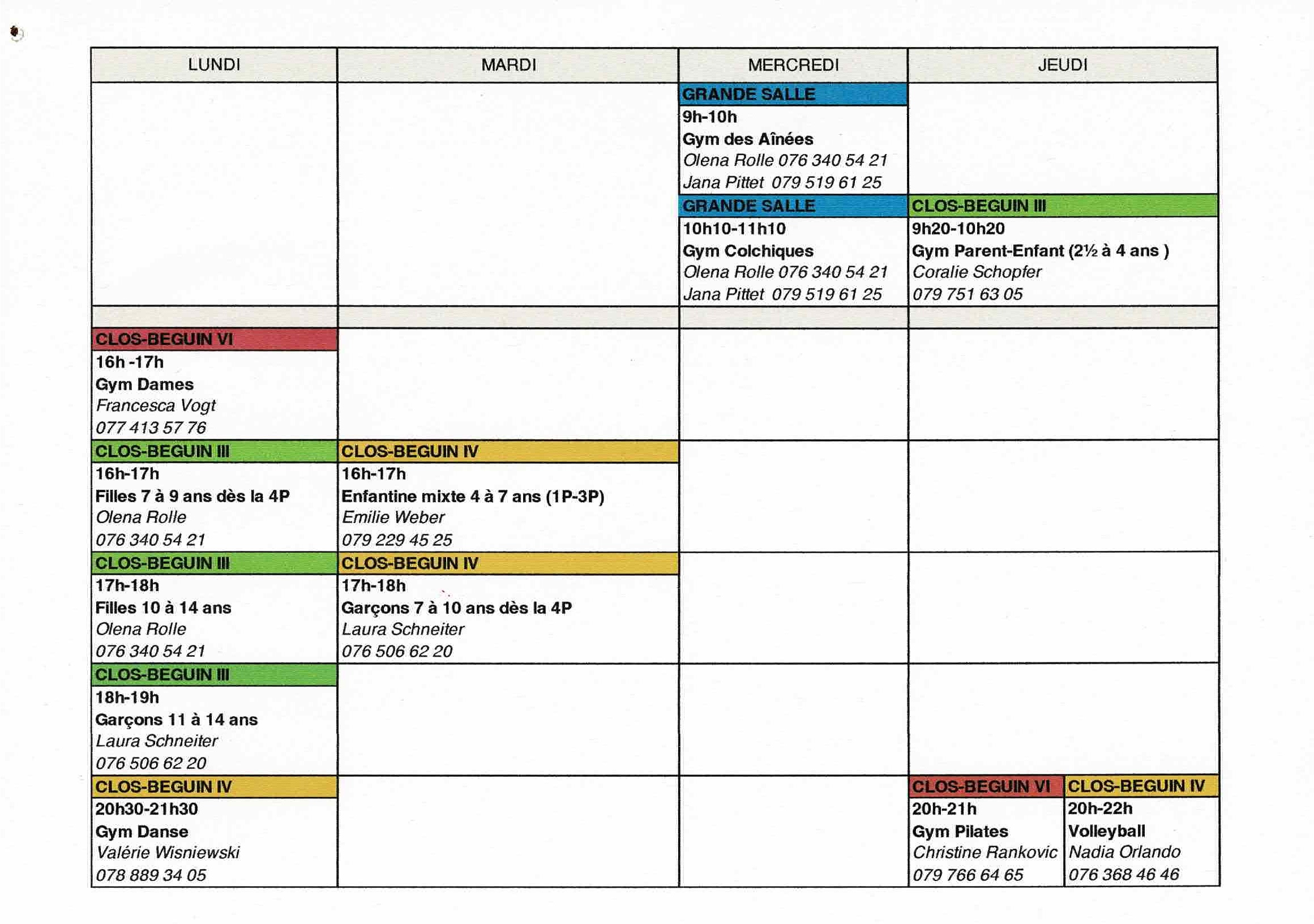 horaires
