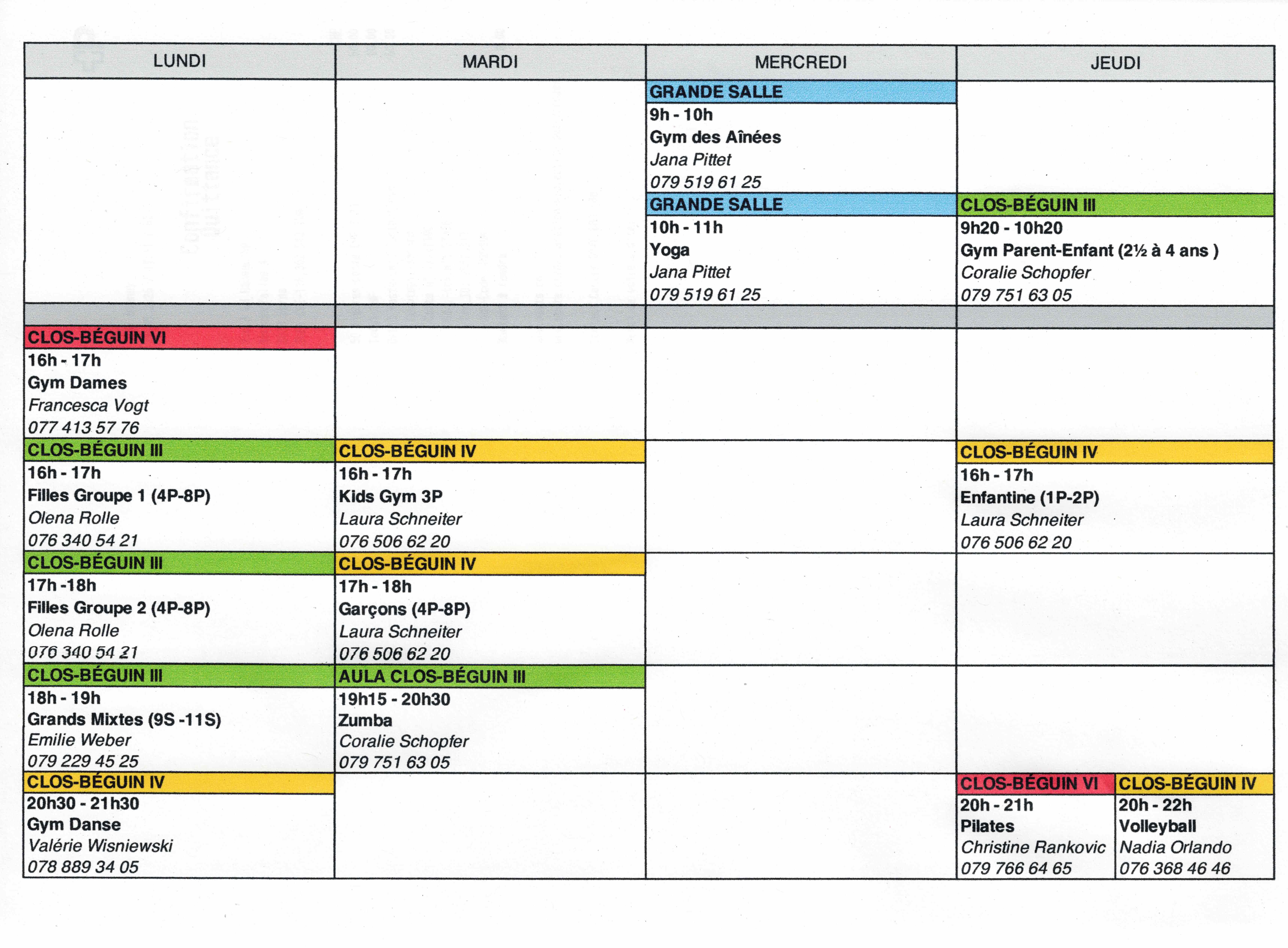 horaires