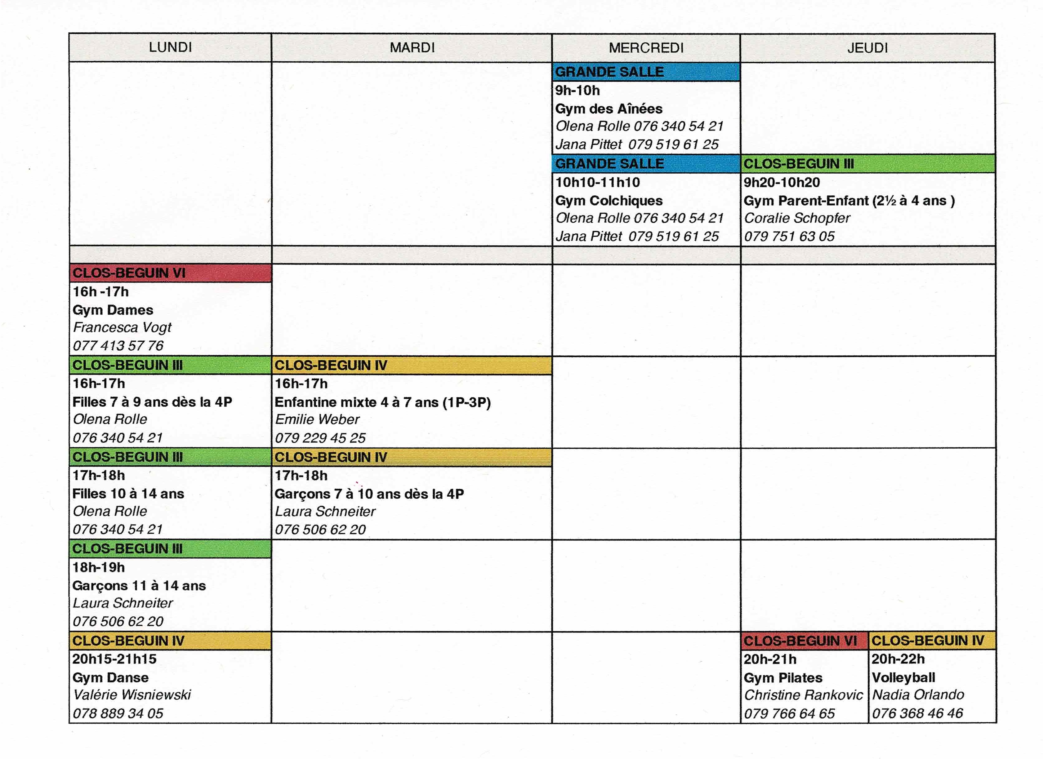 horaires