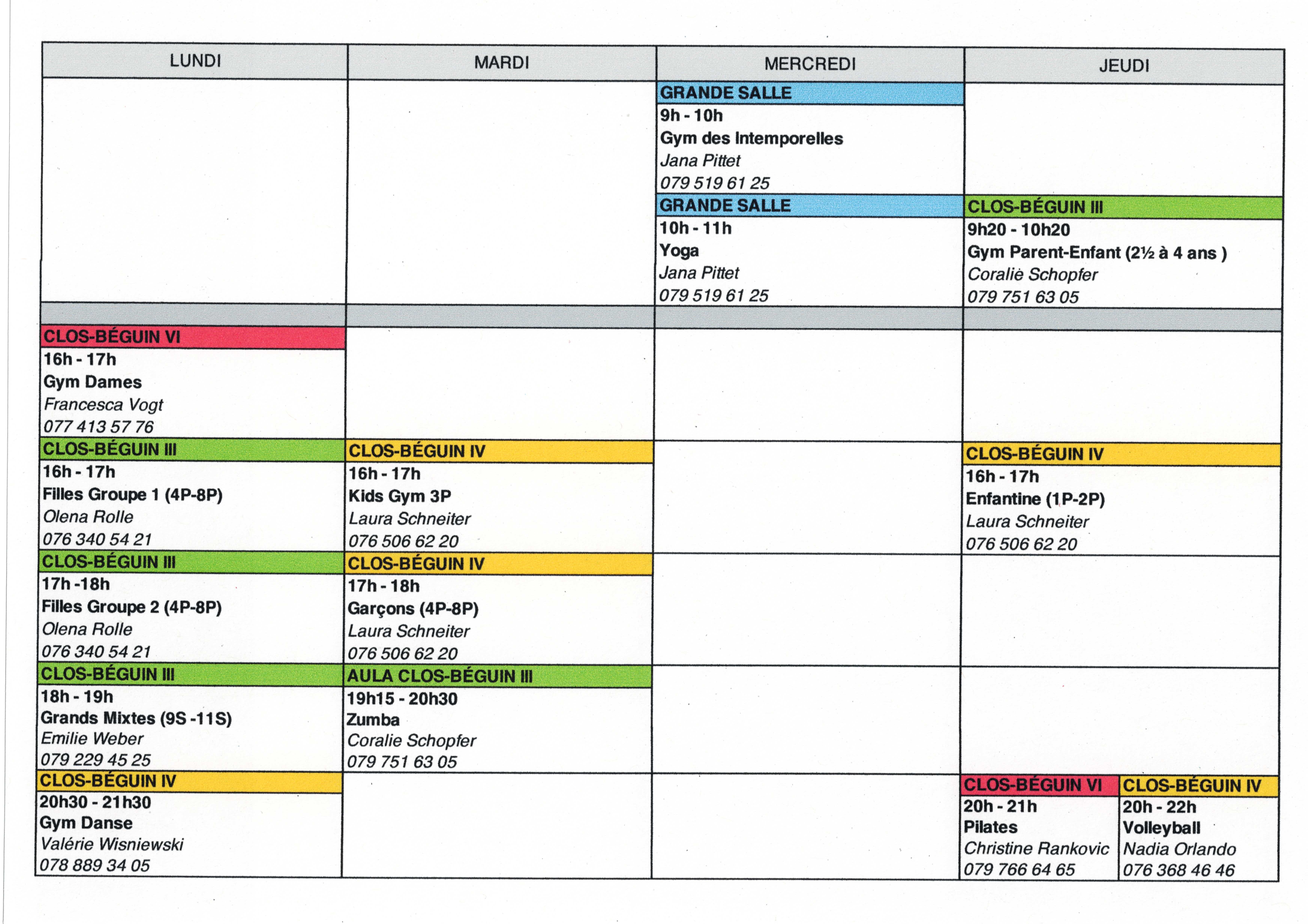 horaires